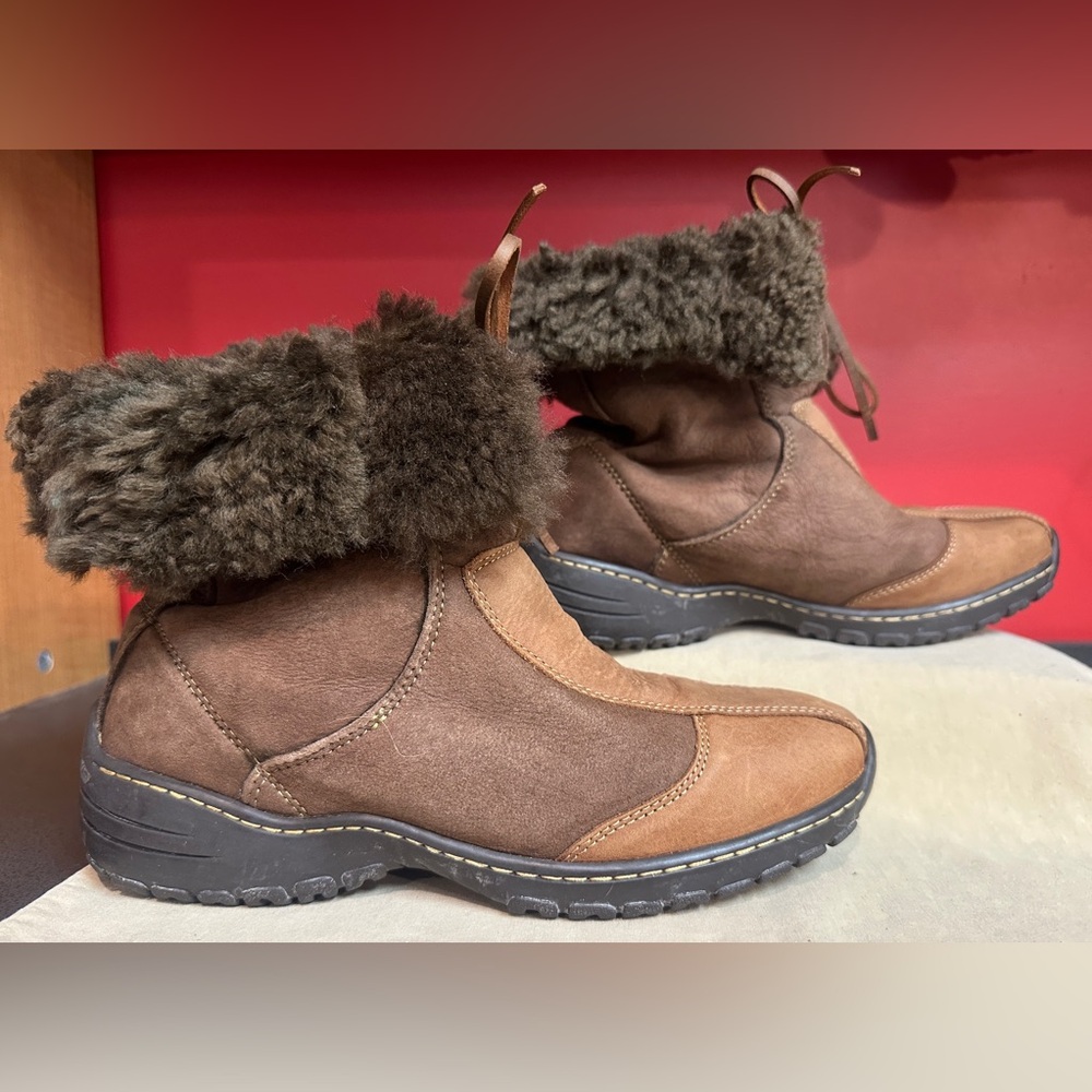 Sofft Ankle Boots Brown Leather/Suede with Brown Shearling Lining Women’s Sz 9.5 - Picture 9 of 16